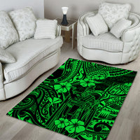 Hawaii King Kamehameha Area Rug Polynesian Pattern Green Version - Wonder Print Shop