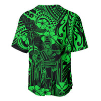 Hawaii King Kamehameha Baseball Jersey Polynesian Pattern Green Version - Wonder Print Shop
