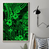 Hawaii King Kamehameha Canvas Wall Art Polynesian Pattern Green Version - Wonder Print Shop