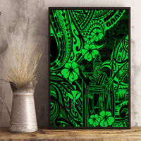 Hawaii King Kamehameha Canvas Wall Art Polynesian Pattern Green Version - Wonder Print Shop