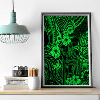Hawaii King Kamehameha Canvas Wall Art Polynesian Pattern Green Version - Wonder Print Shop