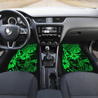 Hawaii King Kamehameha Car Mats Polynesian Pattern Green Version - Wonder Print Shop