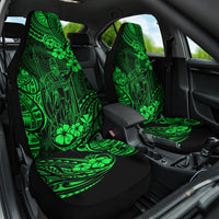 Hawaii King Kamehameha Car Seat Cover Polynesian Pattern Green Version - Wonder Print Shop