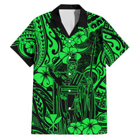 Hawaii King Kamehameha Family Matching Mermaid Dress and Hawaiian Shirt Polynesian Pattern Green Version - Wonder Print Shop