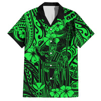 Hawaii King Kamehameha Family Matching Puletasi Dress and Hawaiian Shirt Polynesian Pattern Green Version - Wonder Print Shop