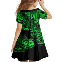 Hawaii King Kamehameha Family Matching Short Sleeve Bodycon Dress and Hawaiian Shirt Polynesian Pattern Green Version - Wonder Print Shop