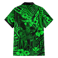 Hawaii King Kamehameha Family Matching Tank Maxi Dress and Hawaiian Shirt Polynesian Pattern Green Version - Wonder Print Shop