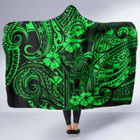 hawaii-king-kamehameha-hooded-blanket-polynesian-pattern-green-version
