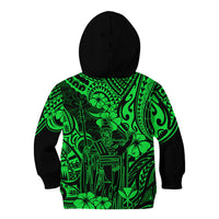Hawaii King Kamehameha Kid Hoodie Polynesian Pattern Green Version - Wonder Print Shop