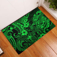 Hawaii King Kamehameha Rubber Doormat Polynesian Pattern Green Version - Wonder Print Shop