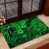 Hawaii King Kamehameha Rubber Doormat Polynesian Pattern Green Version - Wonder Print Shop