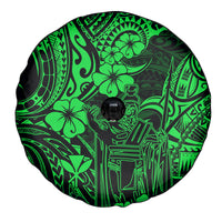 Hawaii King Kamehameha Spare Tire Cover Polynesian Pattern Green Version - Wonder Print Shop