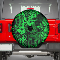 Hawaii King Kamehameha Spare Tire Cover Polynesian Pattern Green Version - Wonder Print Shop
