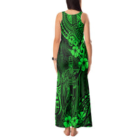 Hawaii King Kamehameha Tank Maxi Dress Polynesian Pattern Green Version - Wonder Print Shop