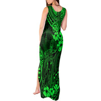 Hawaii King Kamehameha Tank Maxi Dress Polynesian Pattern Green Version - Wonder Print Shop