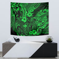 Hawaii King Kamehameha Tapestry Polynesian Pattern Green Version - Wonder Print Shop