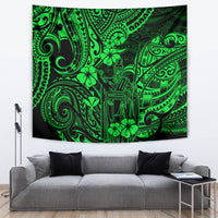 Hawaii King Kamehameha Tapestry Polynesian Pattern Green Version - Wonder Print Shop