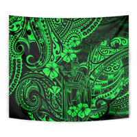 Hawaii King Kamehameha Tapestry Polynesian Pattern Green Version - Wonder Print Shop
