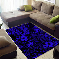 Hawaii King Kamehameha Area Rug Polynesian Pattern Navy Blue Version - Wonder Print Shop