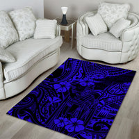 Hawaii King Kamehameha Area Rug Polynesian Pattern Navy Blue Version - Wonder Print Shop