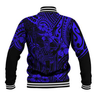 Hawaii King Kamehameha Baseball Jacket Polynesian Pattern Navy Blue Version - Wonder Print Shop