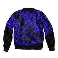 Hawaii King Kamehameha Bomber Jacket Polynesian Pattern Navy Blue Version - Wonder Print Shop