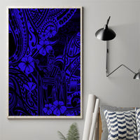 Hawaii King Kamehameha Canvas Wall Art Polynesian Pattern Navy Blue Version - Wonder Print Shop