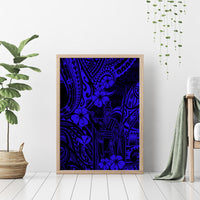 Hawaii King Kamehameha Canvas Wall Art Polynesian Pattern Navy Blue Version - Wonder Print Shop