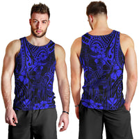 Hawaii King Kamehameha Men Tank Top Polynesian Pattern Navy Blue Version - Wonder Print Shop