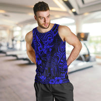 Hawaii King Kamehameha Men Tank Top Polynesian Pattern Navy Blue Version - Wonder Print Shop