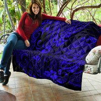 Hawaii King Kamehameha Quilt Polynesian Pattern Navy Blue Version - Wonder Print Shop