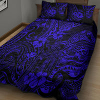 Hawaii King Kamehameha Quilt Bed Set Polynesian Pattern Navy Blue Version - Wonder Print Shop