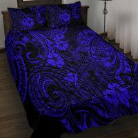 Hawaii King Kamehameha Quilt Bed Set Polynesian Pattern Navy Blue Version - Wonder Print Shop