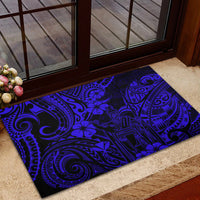 Hawaii King Kamehameha Rubber Doormat Polynesian Pattern Navy Blue Version - Wonder Print Shop