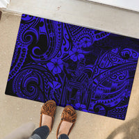 Hawaii King Kamehameha Rubber Doormat Polynesian Pattern Navy Blue Version - Wonder Print Shop