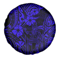Hawaii King Kamehameha Spare Tire Cover Polynesian Pattern Navy Blue Version - Wonder Print Shop