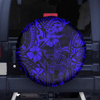 Hawaii King Kamehameha Spare Tire Cover Polynesian Pattern Navy Blue Version - Wonder Print Shop