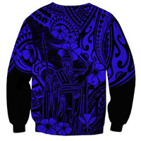 Hawaii King Kamehameha Sweatshirt Polynesian Pattern Navy Blue Version - Wonder Print Shop