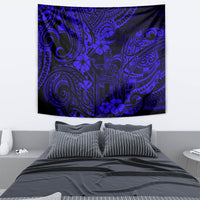 Hawaii King Kamehameha Tapestry Polynesian Pattern Navy Blue Version - Wonder Print Shop