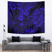 Hawaii King Kamehameha Tapestry Polynesian Pattern Navy Blue Version - Wonder Print Shop