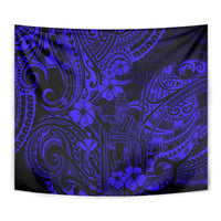 Hawaii King Kamehameha Tapestry Polynesian Pattern Navy Blue Version - Wonder Print Shop