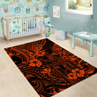 Hawaii King Kamehameha Area Rug Polynesian Pattern Orange Version - Wonder Print Shop