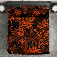 Hawaii King Kamehameha Bedding Set Polynesian Pattern Orange Version - Wonder Print Shop