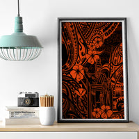 Hawaii King Kamehameha Canvas Wall Art Polynesian Pattern Orange Version - Wonder Print Shop
