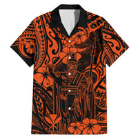 Hawaii King Kamehameha Family Matching Mermaid Dress and Hawaiian Shirt Polynesian Pattern Orange Version - Wonder Print Shop