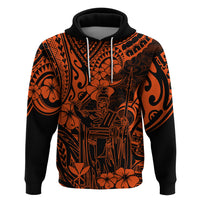 Hawaii King Kamehameha Hoodie Polynesian Pattern Orange Version - Wonder Print Shop