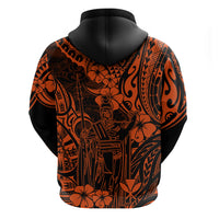 Hawaii King Kamehameha Hoodie Polynesian Pattern Orange Version - Wonder Print Shop