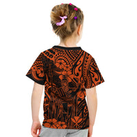 Hawaii King Kamehameha Kid T Shirt Polynesian Pattern Orange Version - Wonder Print Shop