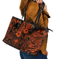 Hawaii King Kamehameha Leather Tote Bag Polynesian Pattern Orange Version - Wonder Print Shop