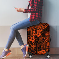 Hawaii King Kamehameha Luggage Cover Polynesian Pattern Orange Version - Wonder Print Shop